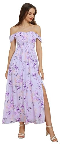 GRACE KARIN Robe Florale pour Femme Casual Tendance Bohème Été Plage de Cocktail sans Manches 2XL Violette Fleur