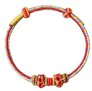 Viwind Tibetisches Glücksarmband für Frauen Geflochtenes armband Tibet Stil Einstellbares Handgelenk Armband Rotes Armband Seilarmbänder (Rot)