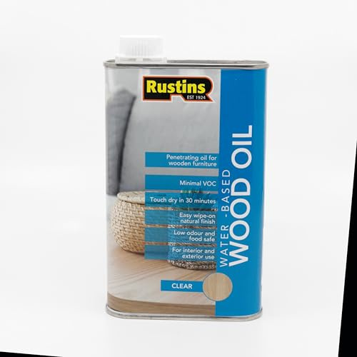 Rustins Water-Based Wood Oil, 500ml, Penetrating Oil for Wooden Furniture, Minimal VOC.