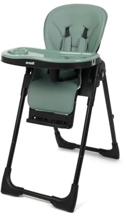 Amaati Birth to Toddler Highchair, Leatherette, 84 x 55.5 x 110cm, 7.7kg, 15kg Weight Capacity, Foldable (Sage Green)
