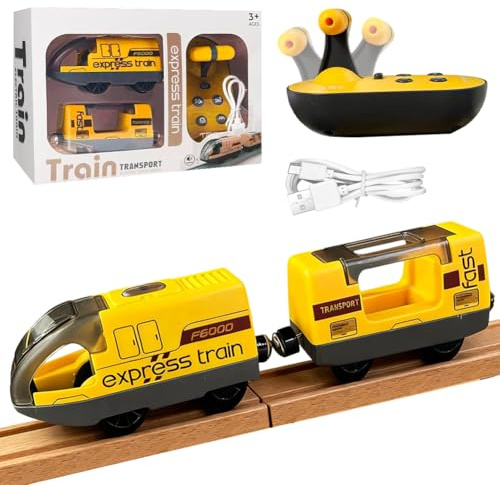 Ferrovia Elettrica Lok – Treno Telecomando Motorizzato con Luce & Suono Compatibile con Ferrovia in Legno (Brio, Thomas) – Giocattolo treno a partire dai 4 anni per bambini