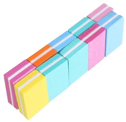 POPETPOP 10 piezas Bloques Esponja Limas Uñas Pulidoras Pequeñas Cuadradas Duraderas para Manicura Profesional y Doméstico Colores Surtidos