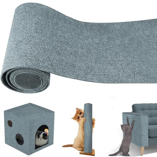 Tappetino Antigraffio Autoadesivo Per Gatti, Tappeto dellyy Tiragraffi Gatti, Diy Climbing Cat Scratcher Adesivo, Ritagliabili Tiragraffi Adesivo Rotolo, Protegge Divani Grigio chiaro 200 x 40 cm