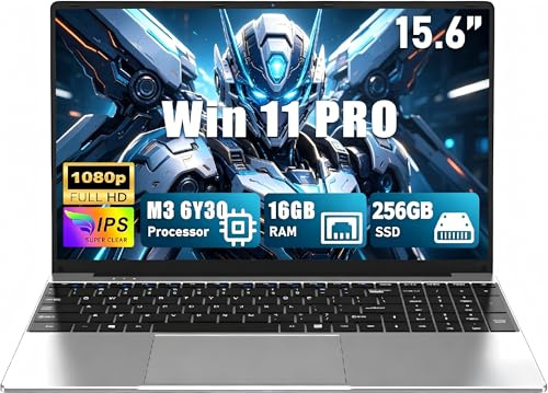 CHIFUYOU 2026 Ordenador portátil 16GB RAM, SSD 256GB,15,6 Pulgadas, procesador M3-6Y30 (2,2 GHz), Pantalla FHD 1920x1080 píxeles, cámara Web y Panel táctil, Ideal para Estudiantes y Profesionales