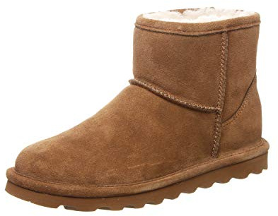 BEARPAW Alyssa Women's Slip-On Winter Boots Hickory Size 7 | Comfortable Ankle Boot | Casual Winter Shoes for Women