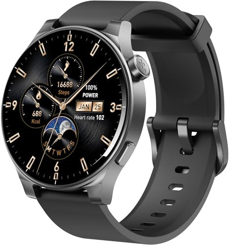 TOZO AMOLED S5 Smart Watch (Answer/Make Calls), 1.43 HD Screen for Men Women 100+ Sport Modes Fitness Watchs with Sleep Monitor, IP68 Waterproof, Silicone Strap Black
