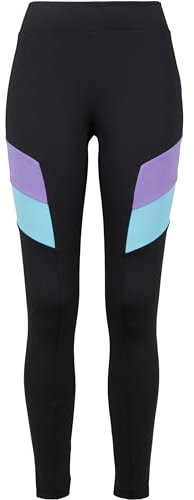 Urban Classics Damen Leggings Ladies Color Block Yoga-Hose Leggings,, per pack Schwarz (Black/Ultraviolet 02363), W(Herstellergröße: 4XL)