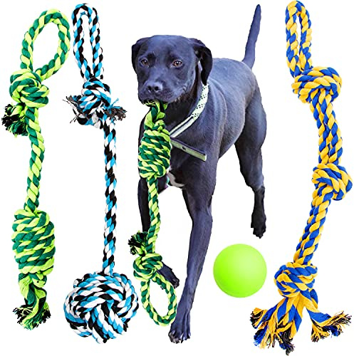Youngever Lot de 4 Jouets pour Grand Chien, Chien Jouet Indestructible, Jouet Chien en corde pour Chien de Taille Grande