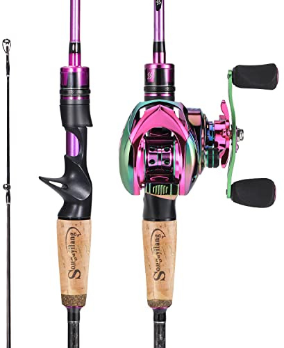 Sougayilang Kit canna da pesca e mulinello da lancio, 1,8 m/2,1 m MH con mulinello da lancio Combo, 2 sezioni-18A150-R