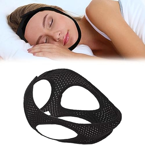 Dispositifs Anti Ronflement,Anti-ronflement Mentonnière, Anti-Ronflement pour Aide Sommeil Réduction Ronflement,Anti Ronflement Solution Ronflement Réglable Snore Stopper Strap pour Hommes Femmes,Noir