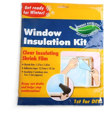 DIVCHI Window Insulation Kit Clear Transparent Insulating Shrink Film with Adhesive Tape