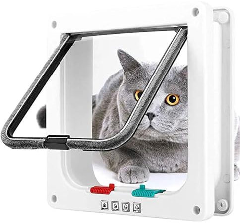 Chatière pour Chats,Chatière révolutionnaire pour chat,Chatière pour Chat avec Magnétique à 4 Voies,Portes de Passage sécurisées et fenêtres pour Animaux de Compagnie,Chatiere pour Chat Puce 22x19x2cm