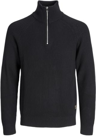 JACK & JONES Knit Half Zip Jjpannel Aw25 Pull en Tricot avec Demi-Fermeture Éclair, Noir, XL Homme