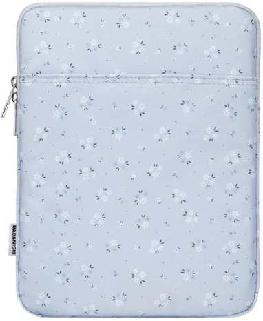 Dadanism 9-11 Housse Protectrice Pochette Nylon pour iPad (A16) 11, iPad Air M4 M3 11, iPad Pro M5 M4 11, iPad 10é Gén 10,9, iPad 9/8/7é Gén 10,2, Galaxy Tab A11+/A9+ 11,Motif Floral Bleu