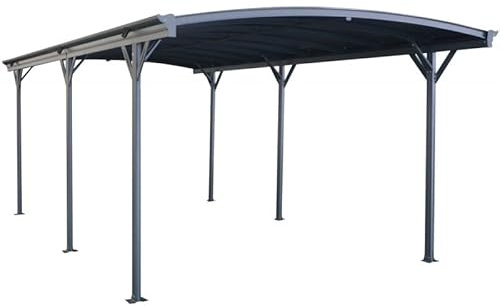 X-Metal Carport Autoportant en Aluminium et Polycarbonate 19,41m² | Protection Véhicule Anthracite avec Kit d'ancrage | Structure Robuste 6mm, Anti-UV, Gouttières Incluses