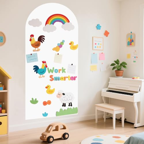 FOTSHARER Adesivo da parete ad arco magnetico, 100 x 45 cm, lavagna bianca autoadesiva con 36 lettere magnetiche, per la casa e la stanza dei giochi