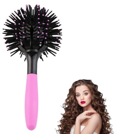 OYZOQ 1 PCS Ball Brush Spazzola Rotonda,Spazzola Rotonda per Capelli Ball Brush,spaz-zo-la tonda per cap-elli,Sfera a 360 Gradi per Capelli Bagnati E Asciutti, Resistenza Alta Temperatura(rosa)