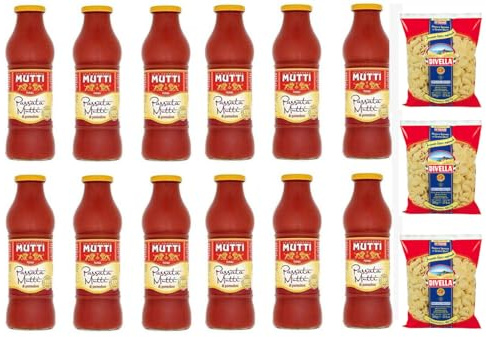 Mutti Passata di Pomodoro Tomatenpaste Tomaten sauce 100% Italienisch 12x 700g + 3x Divella Orecchiette n° 86/b Hartweizengrieß 500gr