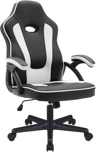 Play haha.Ergonomic high back seat with breathable mesh insert padded armrests tilt adjustment durable base lumbar support PU leather surface for gaming home or office use