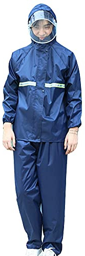 YOUCAI Uomo Donna Alta visibilità Tuta Antipioggia da Lavoro Completo Set impermeabile riflettente Abbigliamento antipioggia Giacca con cappuccio e pantaloni per escursionismo pesca all'aperto