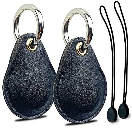 AirTag Hülle Schlüsselanhänger Halter 2-Stück, Air Tag Tracker Anhänger Kompatibel mit Apple Item Finder, Verstecktes Schlüsselring Leder itag GPS Locator Schutzhülle Organizer Karabiner Zubehör