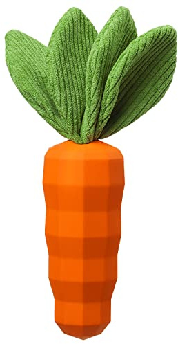 MewaJump Dog Squeaky Chew Toys for Aggressive Chewers, Rubber Carrot Dog Toys for Training and Cleaning, Durable Interactive Tough Dog Toy for Puppy Medium Dogs
