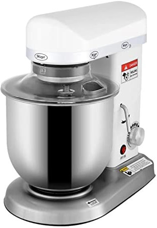 Ristoattrezzature Planetaria Impastatrice Professionale Monofase - Capacità 7 lt (Capacità Farina 750 gr, Capacità Impasto 2,5 kg) - Giri Motore 0-302 Rpm, Potenza 0.5 kW