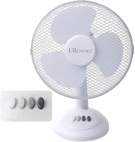 12 Inch Portable Desk Fan, Oscillating White Table Fan with 3 Speed Settings, Adjustable Tilt, Powerful Cooling Airflow & Quiet Operation, Lightweight Premium Fan for Bedroom or Office Use