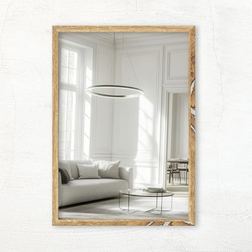 CLAMARO Vision Wandspiegel 45x60 cm Eiche Altholz mit Rahmen, 300+ Größen wählbar, Echtglas-Spiegel im Hoch- & Querformat montierbar - handgefertigt in Deutschland