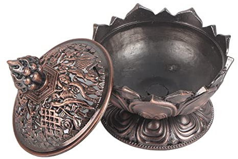 Brûleur D'encens, Porte-encens Lotus pour Cônes, Brûleur D'encens pour Disque de Charbon de Bois, Résine, Porte-cône D'encens pour Brûleur D'encens Porte-cône de Bâton de Brûleur (Bronze rouge)