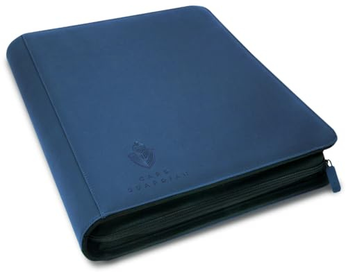 Card Guardian - Toploader 9 Pocket Premium Binder with Zipper for 360 Cards - Side Loaded Pockets - Compatible with Sports and Trading Cards TCG… (Blue)