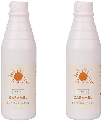 Simply Caramel Topping Sauce, Dairy Free Ready to Use Dessert Sauce for Ice Cream, Waffles, Pancakes, Coffee & Milkshakes (1 kg) (Pack of 2)