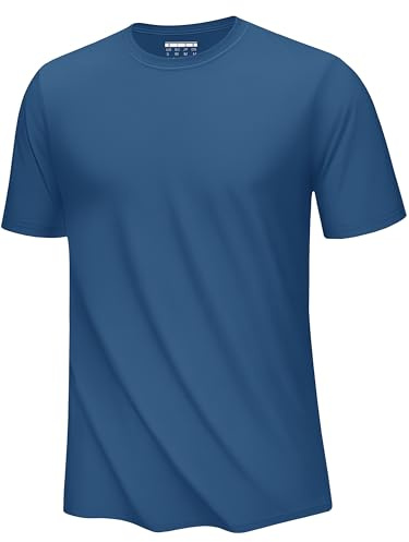 EKLENTSON Uv Schutz Shirt Herren Short Sleeve Laufshirt Dünn Leicht Wasser Rash Guard Fahrrad Segeln Funktionsshirt (XXL, Dunkelblau)