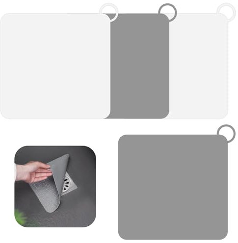 4 Stück Silikon Bodenablaufmatte,Dusche, Badewanne Silikon Abflussstopfen,Anti-Geruch Quadratische Bodenablaufabdeckung,Universal Abflussstöpsel,für Küche,Bad und Waschküche