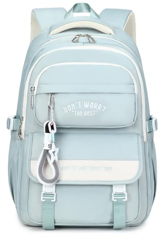 Tanou Sac a Dos Fille pour Adolescentes, Grande Capacité Cartable Fille pour École Primaire College Lycée, Imperméable Cartable Scolaire Sac à Dos Décontracté à la Mode, Bleu