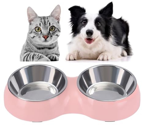 CAMITER Bol pour chien 2 en 1, mangeoire en acier inoxydable pour chiot pour nourriture et eau pour chiens et chats, bol pour animaux de compagnie multifonctionnel, bols pour chiens et bols d'eau