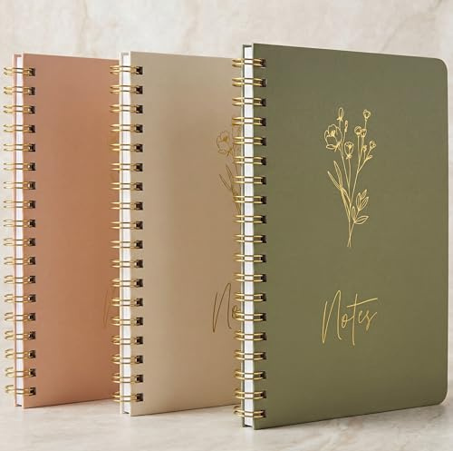 ZICOTO Aesthetic Spiral Notebook Set of 3 For Women - Cute College Ruled 7x5 Journal/Notebook with Lined Pages - Perfect Supplies to Stay Organized at Work or School