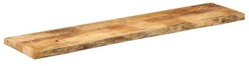 Eleganz Mesa de madera de mango maciza, 160 x 20 x 2,5 cm con acabado natural, borde rústico para el árbol de cocina, salón o jardín, duradero y respetuoso con el medio ambiente