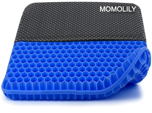 Cojín de gel extragrande,Cojin antiesarcas,Cojin silla oficina-Doble capa engrosada, antideslizante y transpirable, adecuado para sillas de oficina, coche y silla de ruedas (Azul, 47*44*4)