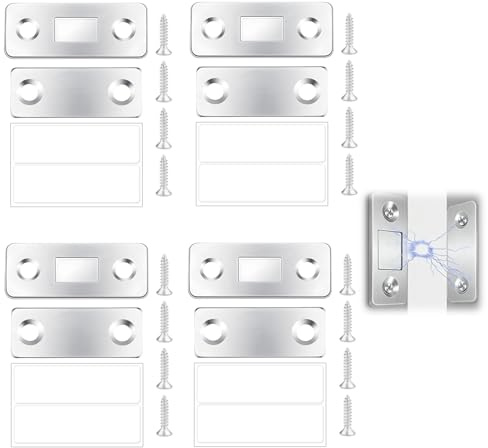 4 Pcs Iman Puerta Armario Autoadhesivo, Cierre Magnetico Ultra-fino Pestillo Puerta Corredera Armario, Magnético Pestillo de Cocina Mueble Cierre Cajones Alacena Clausura Cerradura