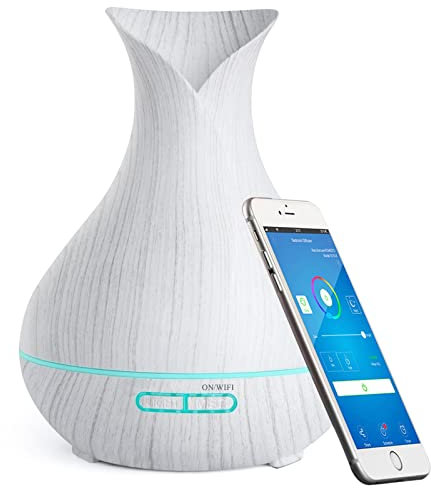 Smart Alexa Aroma Diffuser für Ätherische Öle, 500ml WiFi Duftöl Diffuser Luftbefeuchter, Kompatibel Alexa/Google Home und App Kontrolle, 7 Farb-LED, Zeitpläne Erstellen und Timer, Auto-Off