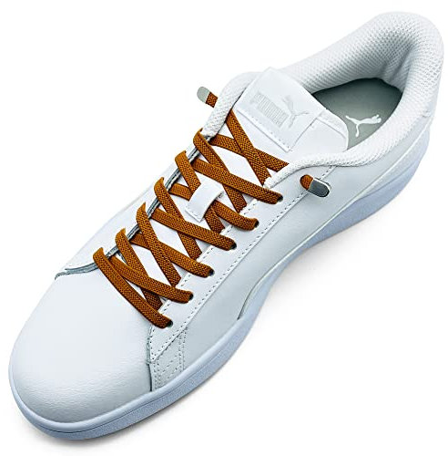 ELANOX Elastiska skosnören utan bindor I 4 stycken för 2 par skor, med snygga spetsar, skoband utan knytningar, snabbkoppling, gummiskosnören, för vuxna och barn (kaffe)