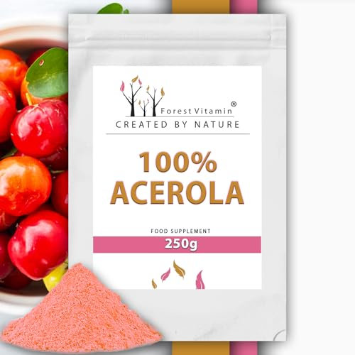 ACEROLA - Forest Vitamin - 100% Acerola - 250g Pulver - in 1 Portion (o,5g) 500mg - Natürliches Vitamin C - Immunität - Gesundheit