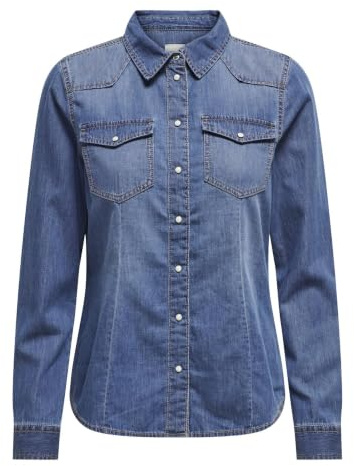 Only Femme Onlalexa L/S DNM Shirt Fs Noos Blouse, Medium Blue Denim, L EU