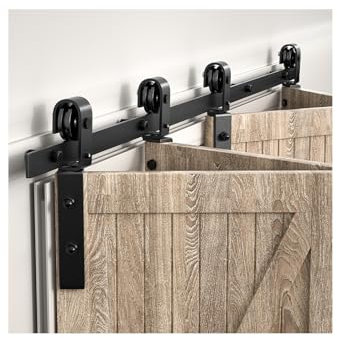 152 cm Kit de Porte de Grange Coulissante Pliante,Kit de Porte Pliante,Quatre Roues Suspendues Pivotantes,Portes Non Incluses