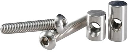 AQXYQAZZ Vis à tête creuse hexagonale, écrous de marteau à baril intégrés, Kit assorti de goupilles de cheville for meubles en bois, acier inoxydable M4 M5 M6(Size:M5 Set A)