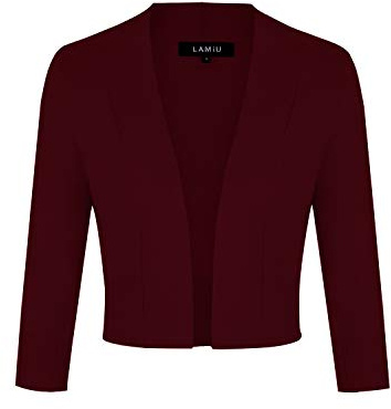 LADI TREND Women's Pink 3/4 Sleeve Cropped Open Front Cardigan