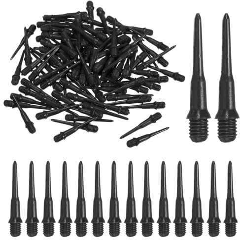 QEDBOJE100 Pieza Puntas de Dardos Profesionales, Dardos Punta de Plastico, Puntas De Dardos De Punta Blanda De Plástico Universal, Accesorios De Dardos, Para Diana Electrónica (Negro)