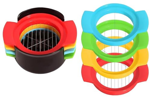 KOAHDE 4-in-1 Eierschneider, Multifunktionaler Eierteiler, Küchenwerkzeug zum Schneiden von Eiern oder Obst, Edelstahlschneidedraht, Mehrfarbig