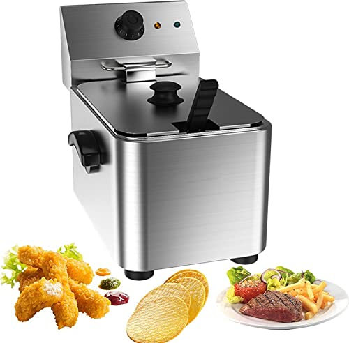 SmPinnaA Deep Fryer, Chip Electric Pan, Fat Fryer with Removable Basket Professional Heating Element, Air Fryer for Home Commercial Stainless for French Fries Fried Chicken Donuts and More,8L2